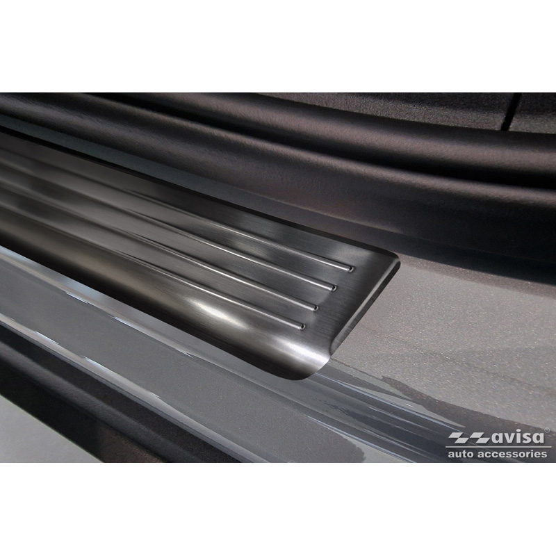 Seuils de portes inoxydable noir sur mesure pour Volvo EX30 2023- - 'Lines' - 4-pièces