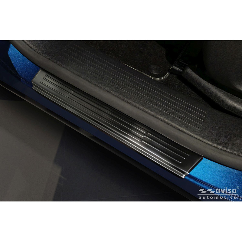 Avisa Seuils de portes inox noir sur mesure pour Peugeot 3008 III 2024- - 'Lines' - 4-pièces