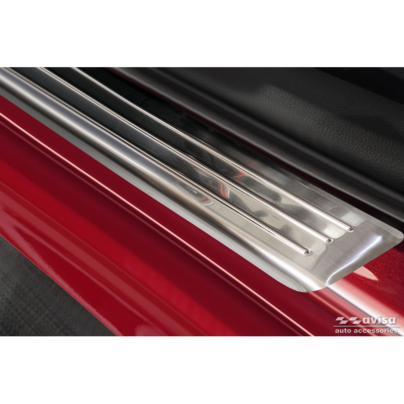 Seuils de portes inox sur mesure pour Toyota Yaris 2020- incl. Facelift, excl. GR / Toyota Yaris Cross 2021- / Toyota C-HR II 2023- 'Lines' - 4-pièces