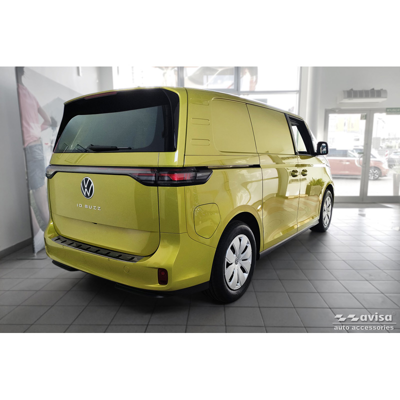 Protection de seuil arrière inox noir sur mesure pour Volkswagen ID.Buzz + Cargo 2022- 'STRONG EDITION'