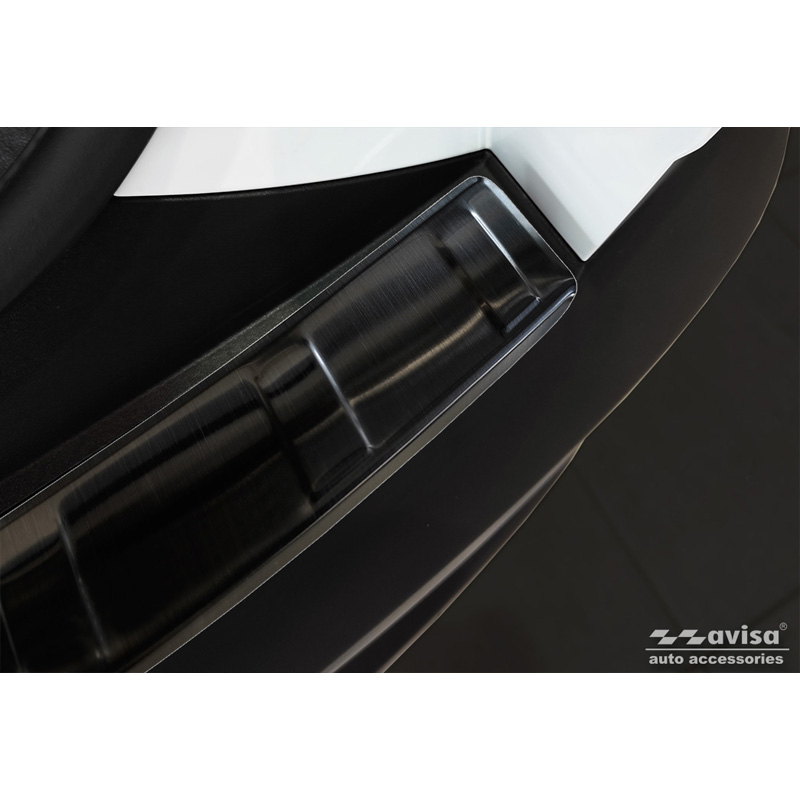 Protection de seuil arrière inox noir sur mesure pour Hyundai Tucson 2020-2024 & Facelift 2024- 'Ribs'
