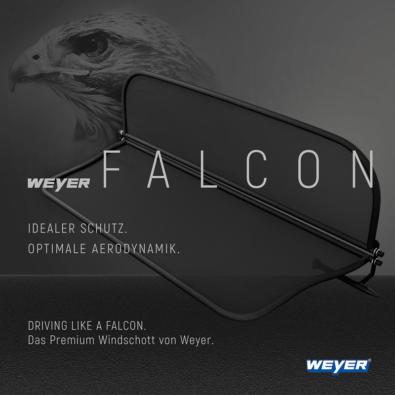 Filet coupe-vent Weyer Falcon Premium sur mesure pour Ford Mustang V (Facelift) 2009-2014