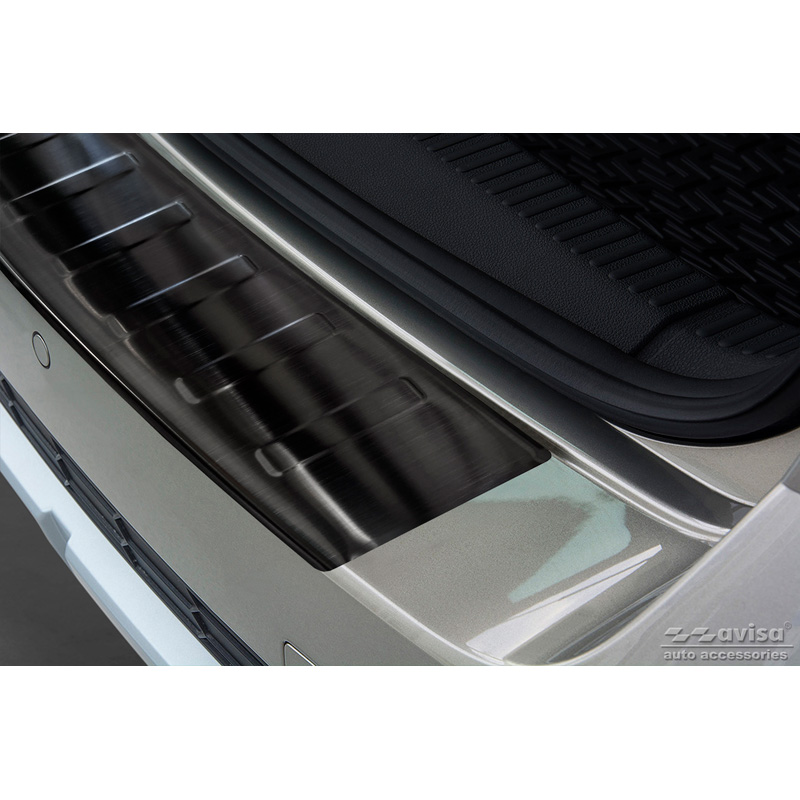 Protection de seuil arrière inox noir sur mesure pour Skoda Octavia III Scout 2014-2020 'Ribs'