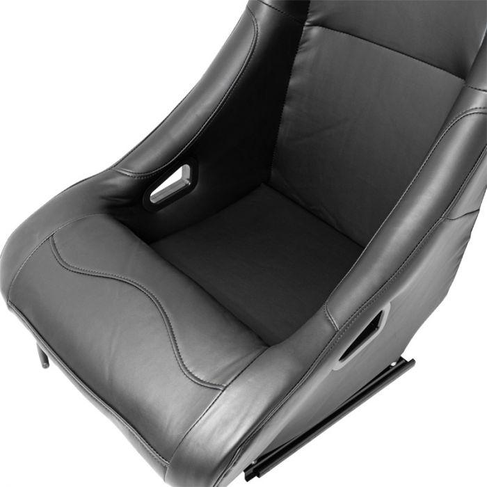 Siège baquet 'BW' - Simili Cuir Noir - Dossier fixe - incl. glissières