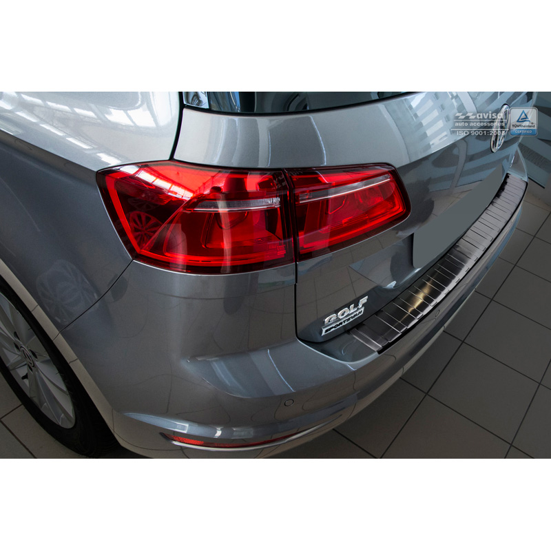 Protection de seuil arrière inox noir sur mesure pour Volkswagen Golf VII Sportsvan 2014- 'Ribs'