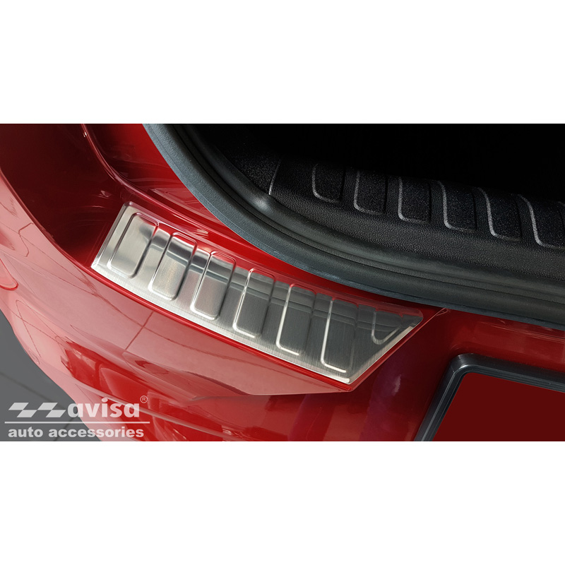 Protection de seuil arrière inox sur mesure pour Ford Puma 2019- 'Ribs' (2-pièces)