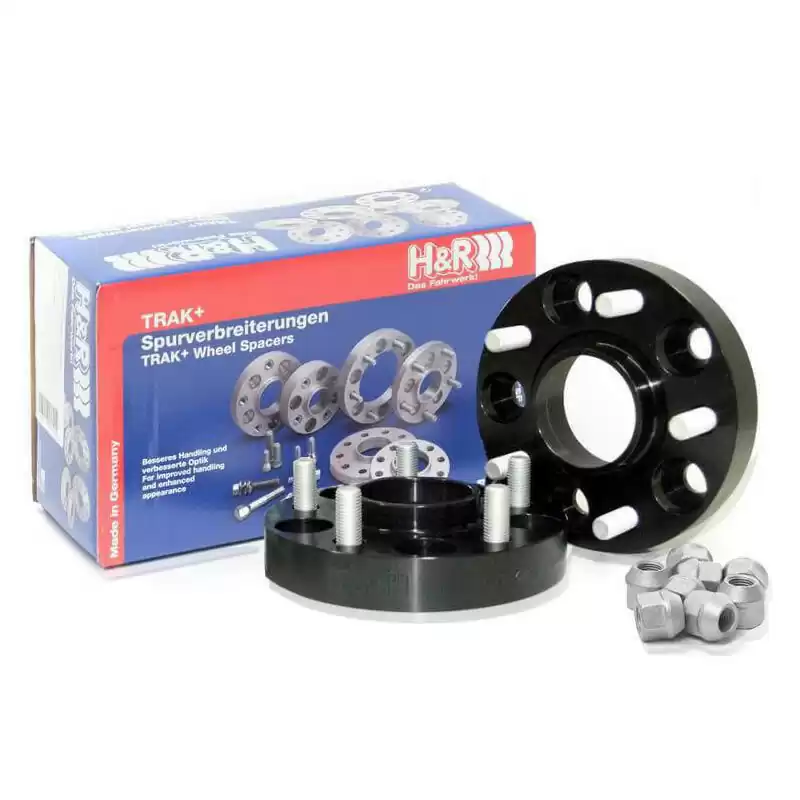 H&R Set des espaceurs de roues Système-DRM 30mm par essieu - Cartouche de boulon 5x130 - Moyeu 71,6mm - Taille de boulon M14x1,5 - sur mesure pour Porsche - Noir