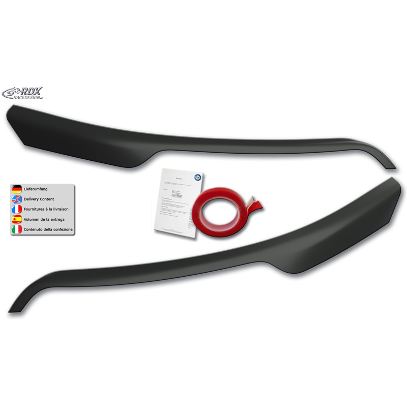RDX Racedesign Spoilers de phares sur mesure pour Ford Transit (phares halogènes argentés) 2014- (ABS)