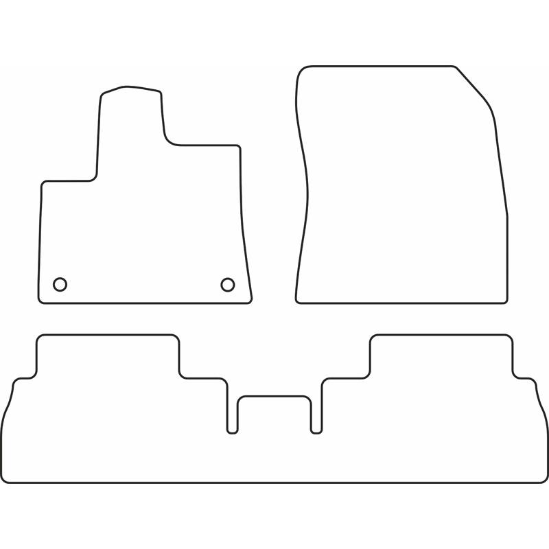 Set de tapis de sol sur mesure pour Citroën Berlingo Multispace / Opel Combo MPV (Tour) / Peugeot Rifter / Toyota Proace City Verso 9/2019- (3-pièces + clips de montage ovale)