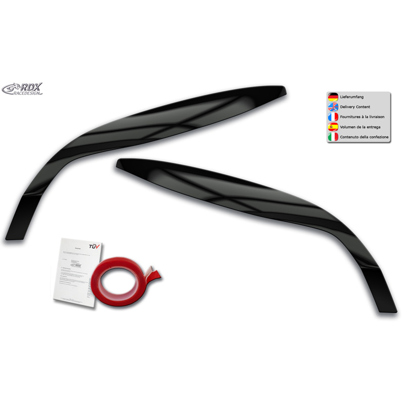 RDX Racedesign Spoilers de phares sur mesure pour Renault Megane III 2008-2015 (ABS Noir Brillant)