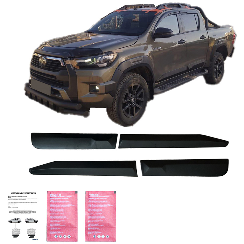 Jeu de baguettes de porte sur mesure pour Toyota Hilux 8ème Gen. 2015- - Version 2 - Noir mat