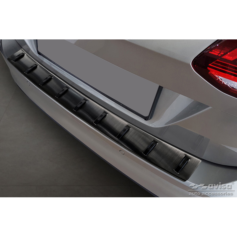 Protection de seuil arrière inox noir sur mesure pour Volkswagen Golf VII Variant incl. Alltrack 2012-2017 'STRONG EDITION'
