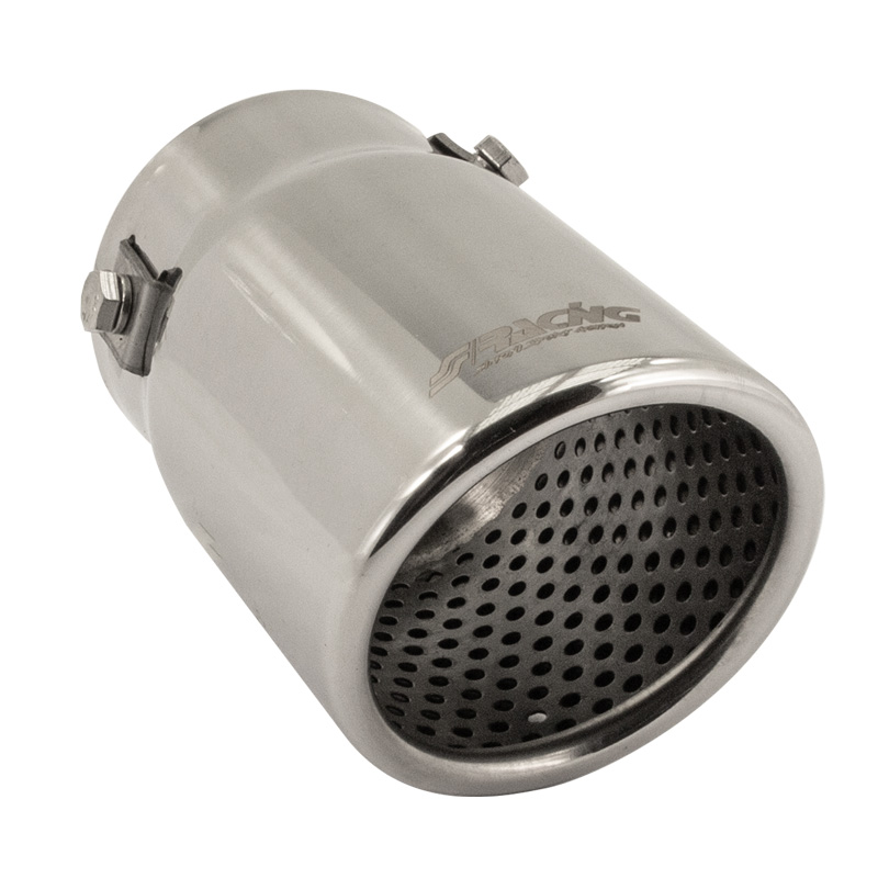 Simoni Racing Embout d'Échappement Rond/Oblique Inox - Ø76xL128mm - Montage ->68mm.