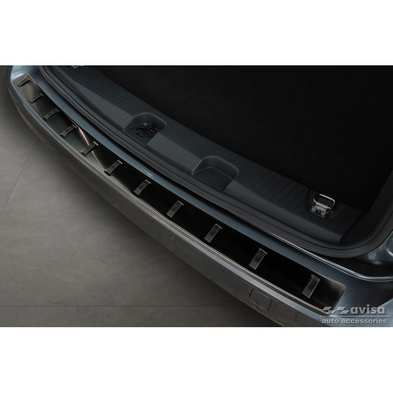 Protection de seuil arrière inox noir sur mesure pour Volkswagen Caddy V Cargo & Combi 2020- 'STRONG EDITION'
