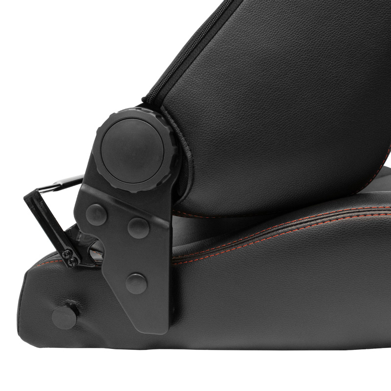 Siège baquet 'VGR' - Simili Cuir Noir + Textile/Suede Gris clair + Surpiqûres rouge - Dossier réglable - incl. glissières