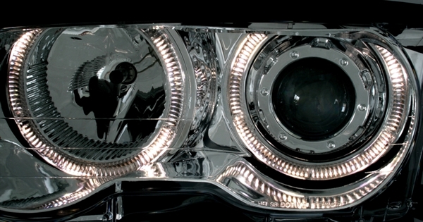 Phares BMW E46 coupe 98-01 Angel Eyes chrome