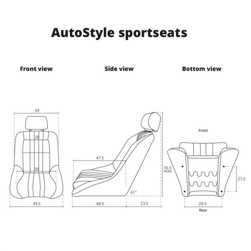 Siège baquet 'Classic' - Simili Cuir Beige - Dossier fixe + Appuie-tête - incl. glissières