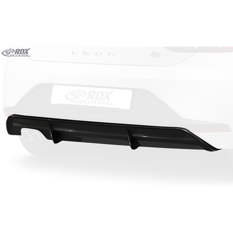Jupe arrière 'Diffuseur' sur mesure pour Seat Leon 5F FR SC/5-portes 2013-2017 excl. ST/Cupra (ABS noir luisant)