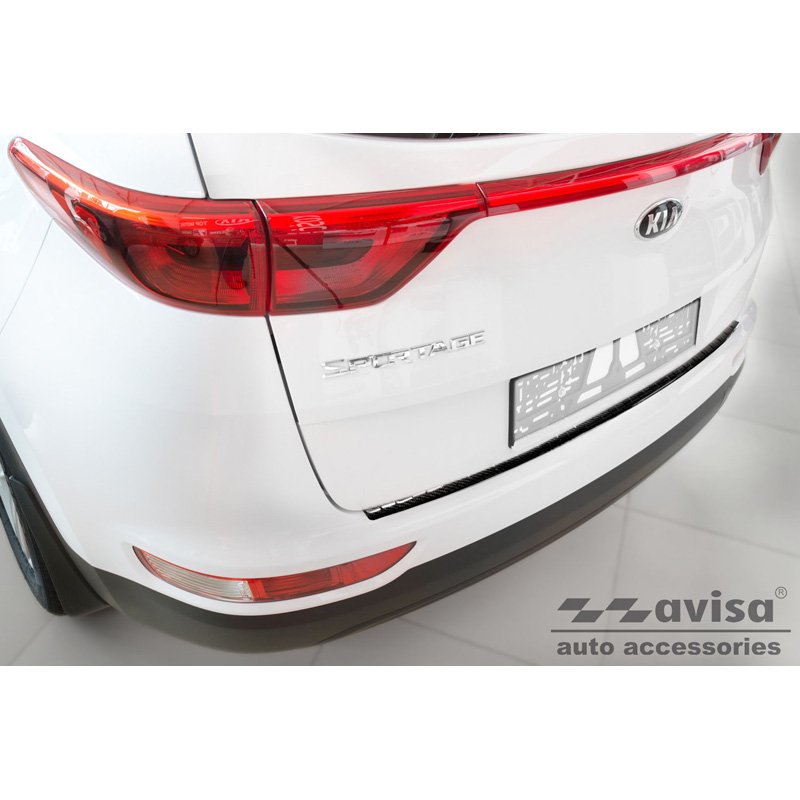 Protection de seuil arrière carboné 3D sur mesure pour Kia Sportage IV Facelift 2018-2021 'Ribs'