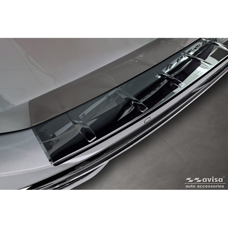Protection de seuil arrière inox Noir-Chromé sur mesure pour Volkswagen Passat Variant (CJ5) 2023- 'Ribs'