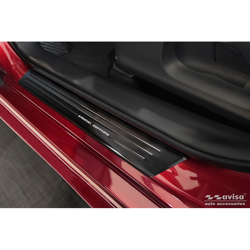 Seuils de portes inoxydable noir sur mesure pour Toyota Yaris 2020- incl. Facelift, excl. GR / Toyota Yaris Cross 2021- / Toyota C-HR II 2023- - 'Special Edition' - 4-pièces