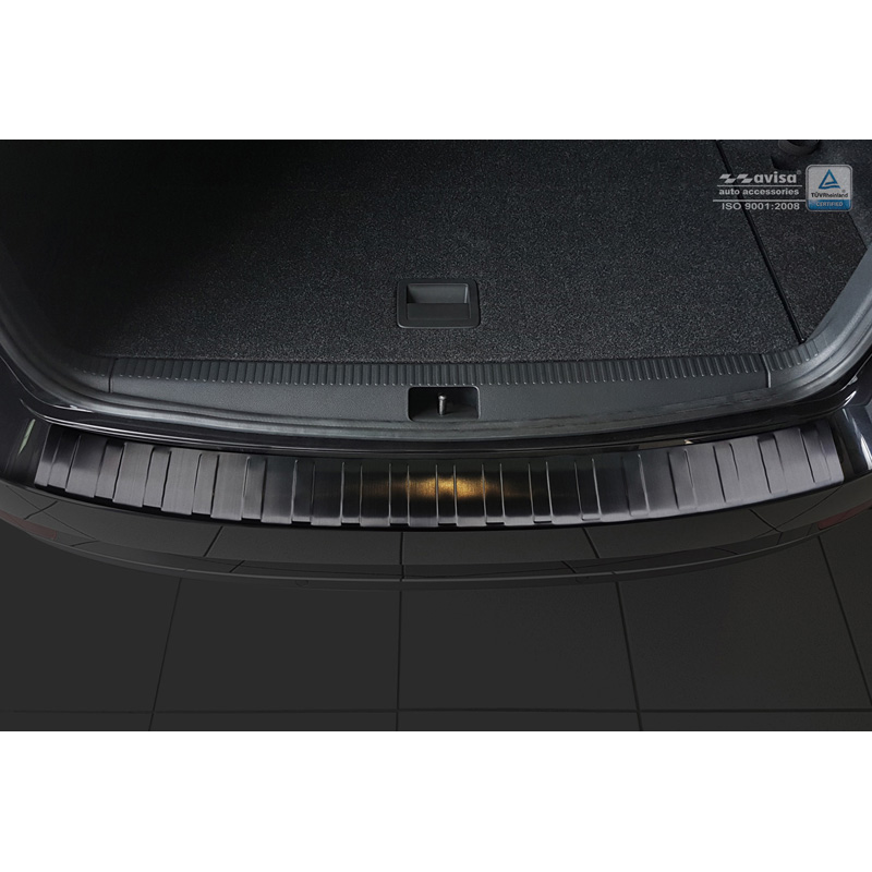 Protection de seuil arrière inox noir sur mesure pour Skoda Octavia III Kombi Facelift 2017-2020 'Ribs'