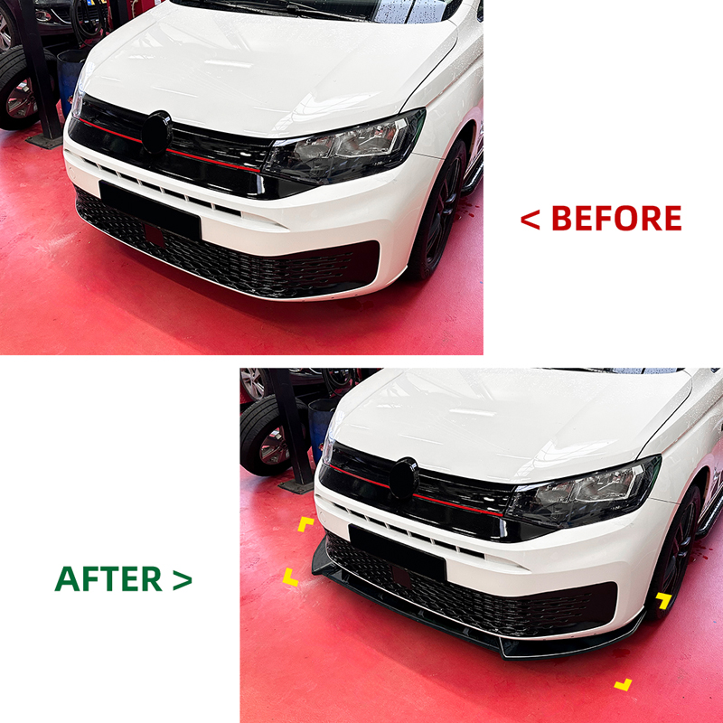 Spoiler avant sur mesure pour Volkswagen Caddy V 2020- (ABS Noir luisant)