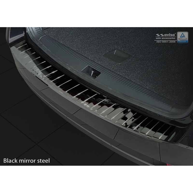 Protection de seuil arrière inox Noir-Chromé sur mesure pour Skoda Octavia III Kombi Facelift 2017-2020 'Ribs'