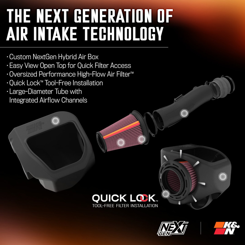 K&N NextGen d'admission d'air froid  sur mesure pour RAM 1500 excl. RHO 3.0L L6 2025- (50-1598)
