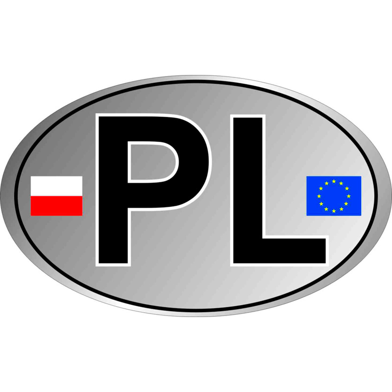 Autocollant AutoTattoo PL + Flags 3D Chrome - 12,4 x 7,6 cm