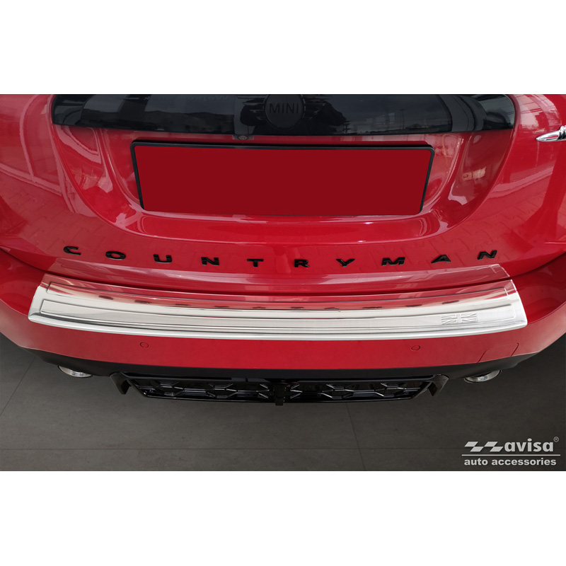 Protection de seuil arrière inox sur mesure pour Mini Countrymann F60 FL 2020-2023 'British Flag'