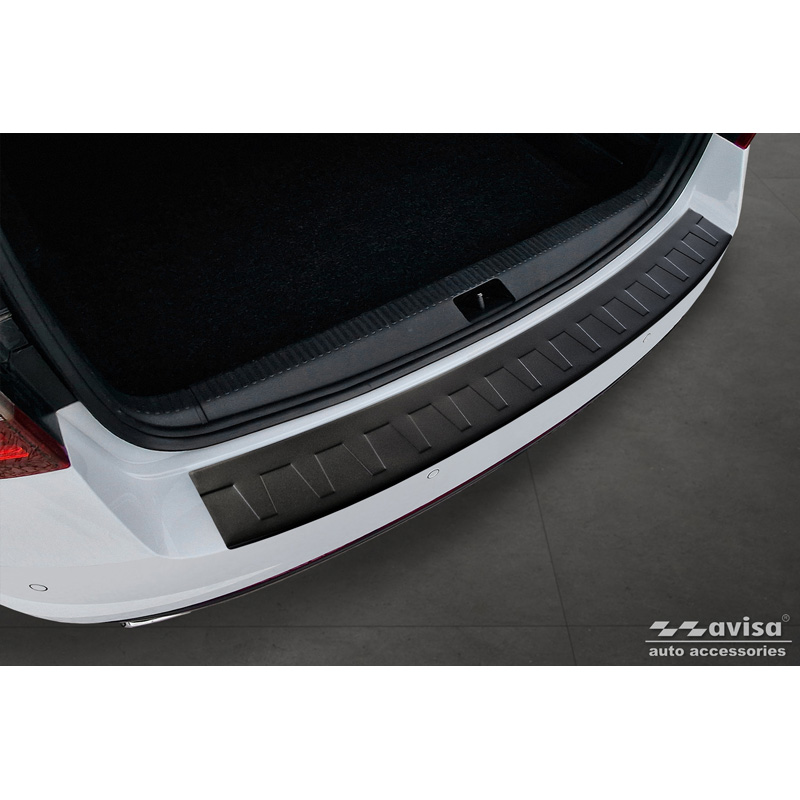 Protection de seuil arrière inox noir mat sur mesure pour Skoda Octavia Combi RS (5E5) 2013-2017 & FL 2017-2020 'Ribs'