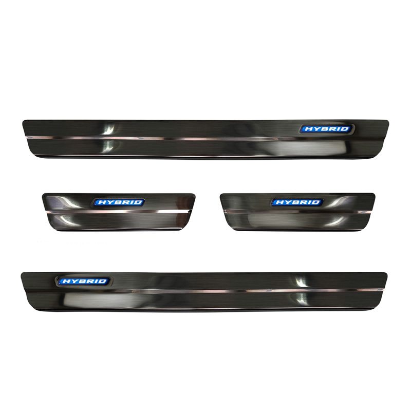 Seuils de portes inoxydable noir sur mesure pour Toyota Corolla XII Limousine/Hatchback/Touring Sports 5-Türer 2019- & Toyota Corolla Cross 2022- & Suzuki Swace Combi 2020- 'Hybrid' 4-pièces