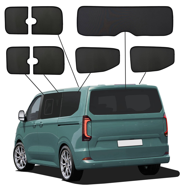 SunClip Protection visuelle & solaire sur mesure pour Volkswagen T7 Caravelle (L1) 2024- & Ford Tourneo Custom (L1) 2023- avec vitres entrebâillantes