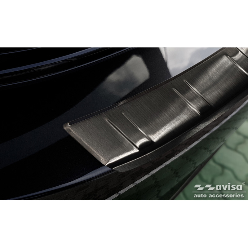 Protection de seuil arrière inox noir sur mesure pour Volkswagen ID.3 2020-2023 & FL 2023- 'Ribs'