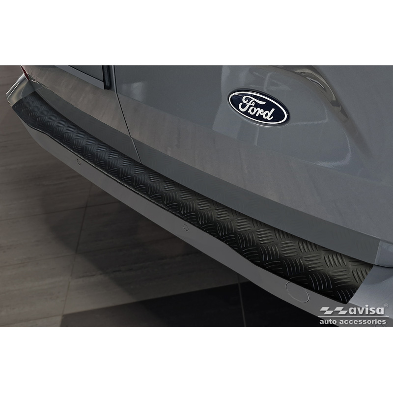 Protection de seuil arrière en aluminium noir mat sur mesure pour Ford Transit Custom & Tourneo Custom (V710) 2023- / Volkswagen Transporter T7 2024- 'Riffled Plate'