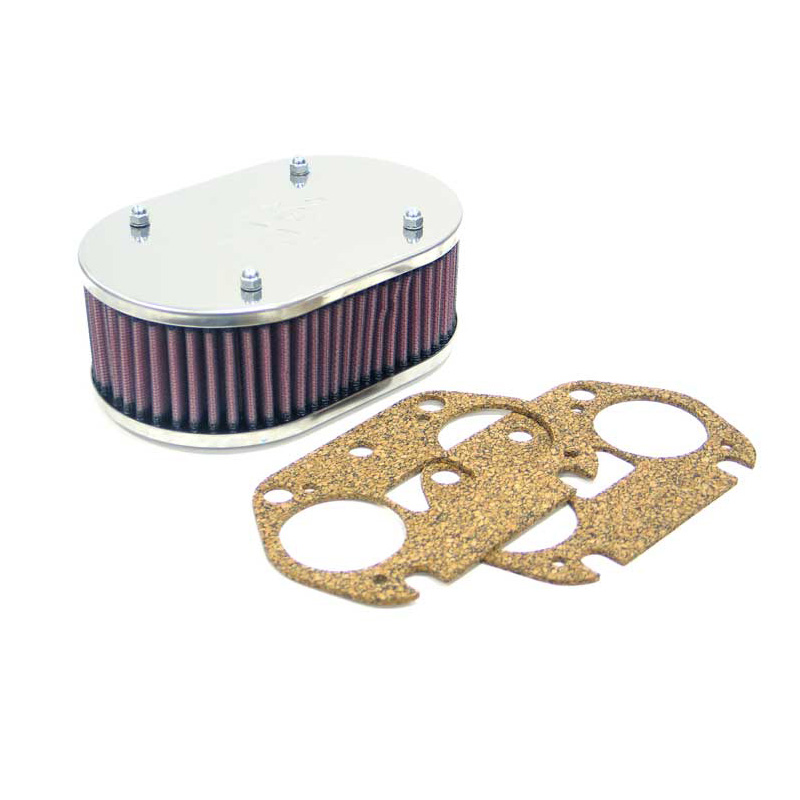 K&N Filtre à Air ovale petit sur mesure pour carburateur Weber 36/40/44 IDF/IDA, Dellorto 32 FRDC, Hauteur d'assemblage 65mm (56-9082)