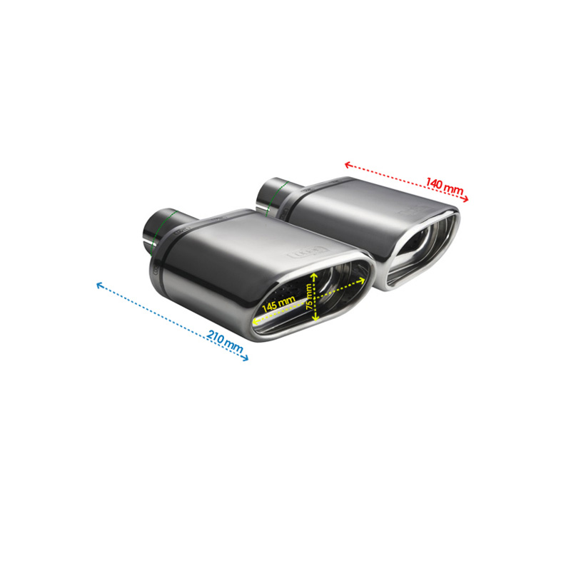 Ulter Sport Embout d'échappement (à droite) - Ovale 145x75mm - Longueur 140mm - Montage ->50mm - Inoxydable