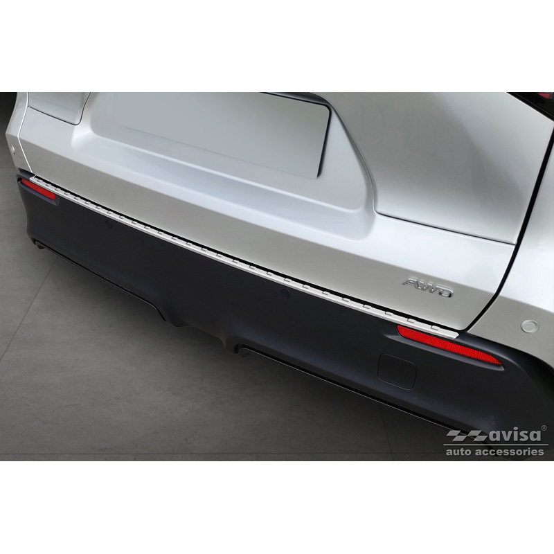 Protection de seuil arrière inox sur mesure pour Toyota bZ4X 2021- & Subaru Solterra 2022- 'Ribs'