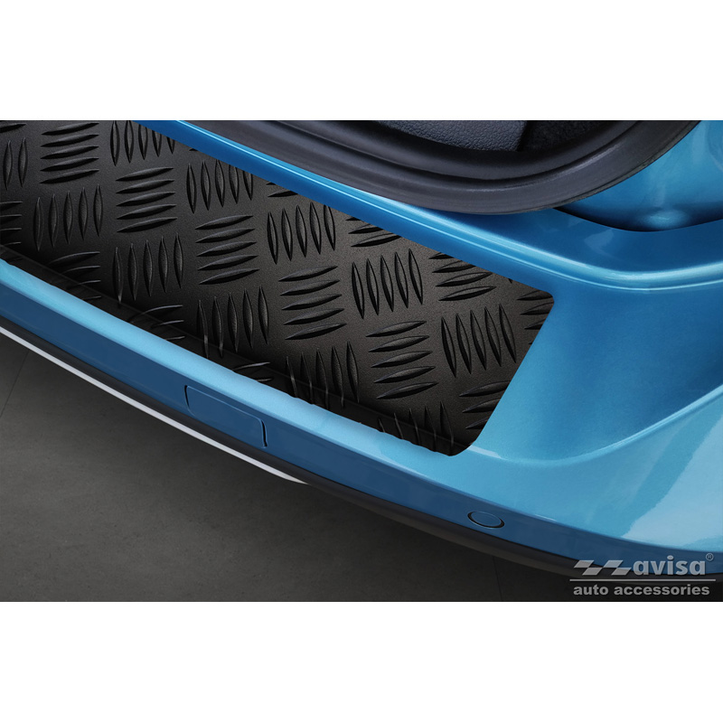 Protection de seuil arrière en aluminium noir mat sur mesure pour Ford Tourneo Connect III 2022- 'Riffled Plate'