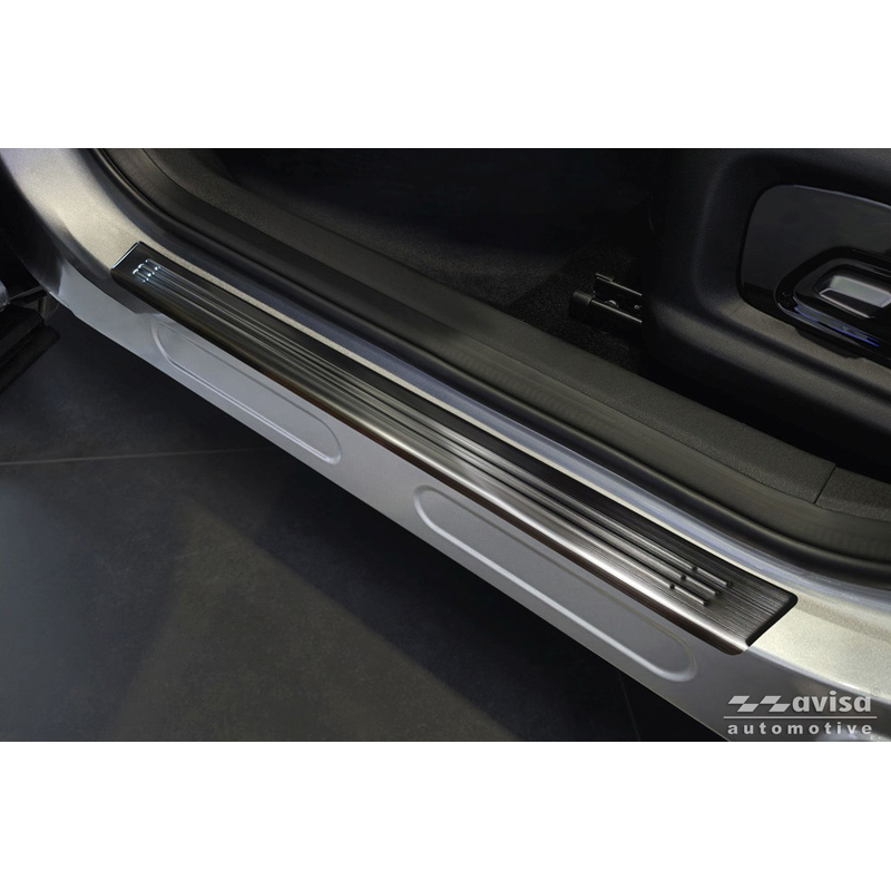 Avisa Seuils de portes inox noir sur mesure pour Omoda 5 2024- - 'Lines' - 4-pièces