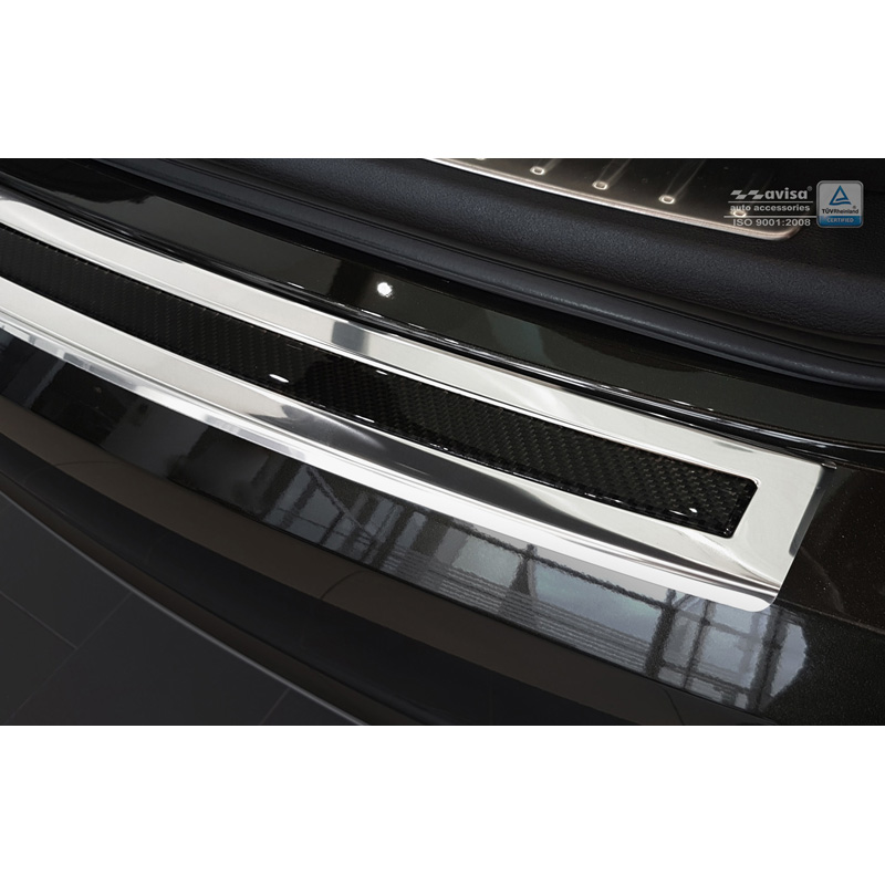 Protection de seuil arrière inox 'Deluxe' sur mesure pour BMW X6 F16 2014-2019 Chromé/Carboné noir excl. Paquet-M