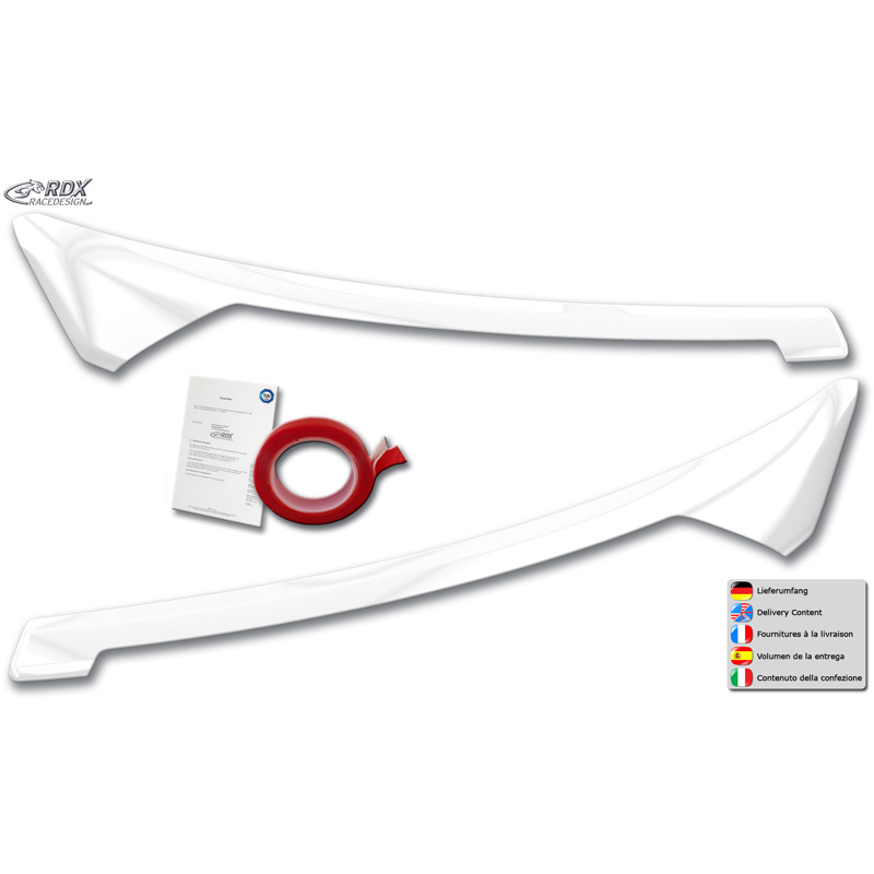 RDX Spoilers de phares sur mesure pour Ford Transit Courier & Tourneo Courier 2023- (avec clignotants LED ni feux diurnes) (ABS Blanc Brillant)