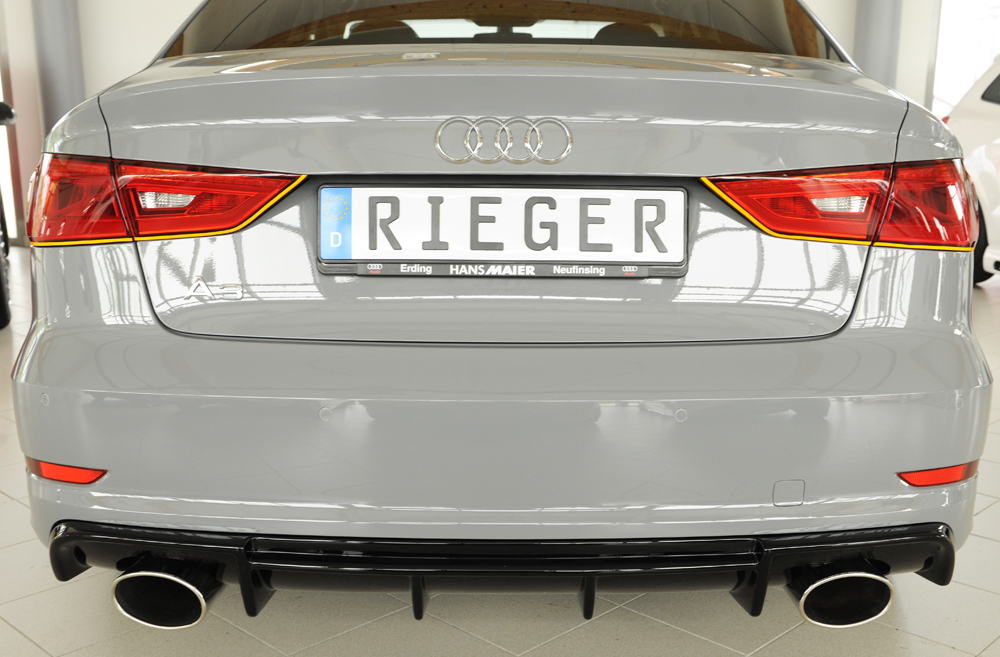 Diffuser passend voor Audi A3 8V sedan/cabrio 12-16 S-line Rieger Zwart Glans