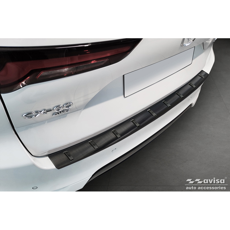 Protection de seuil arrière inox noir sur mesure pour Mazda CX-60 (KH) 2022- 'STRONG EDITION'