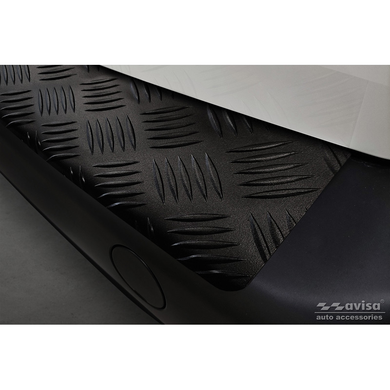 Protection de seuil arrière en aluminium noir mat sur mesure pour Citroën Berlingo (Multispace) & Peugeot Partner 2008-2015 & 2015-2018 & 2018- & Peugeot Rifter 2018- & Opel Combo E 2018- & Toyota Proace City/Verso 2019- & Fiat Doblo 2022- 'Riffled Pla