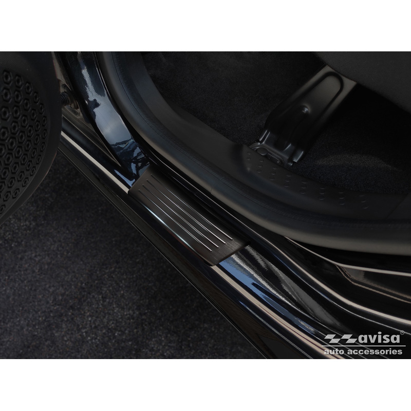 Seuils de portes inox noir sur mesure pour Smart ForFour (W453) 2014-2020 & FL 2020- incl. EQ 'Special Edition' - 4-pièces