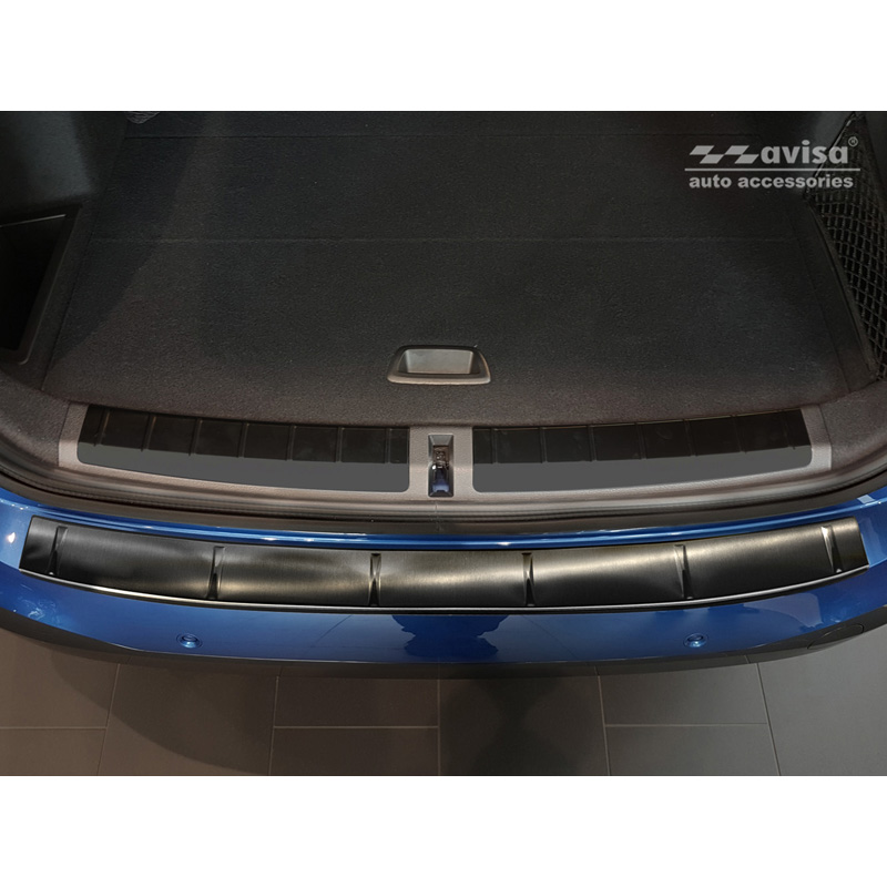 Protection de seuil arrière inox noir sur mesure pour BMW X1 II F48 Paquet M 2015-2022 'Ribs'