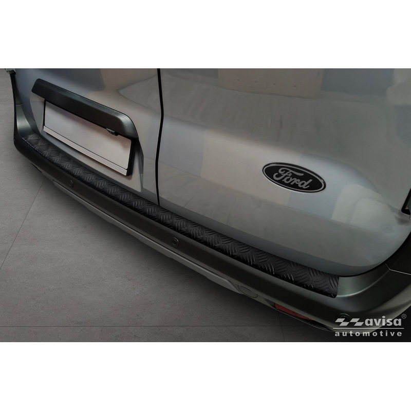 Avisa Protection de seuil arrière inox noir mat sur mesure pour Ford Transit Courier II / Tourneo Courier II 2023- 'Riffled Plate'