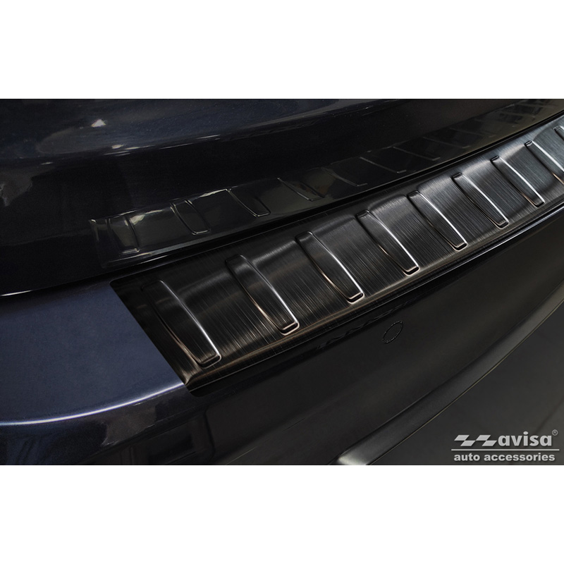 Protection de seuil arrière inox noir sur mesure pour BMW Série-3 (F31) Touring 2012-2015 & FL 2015-2019 'Ribs'